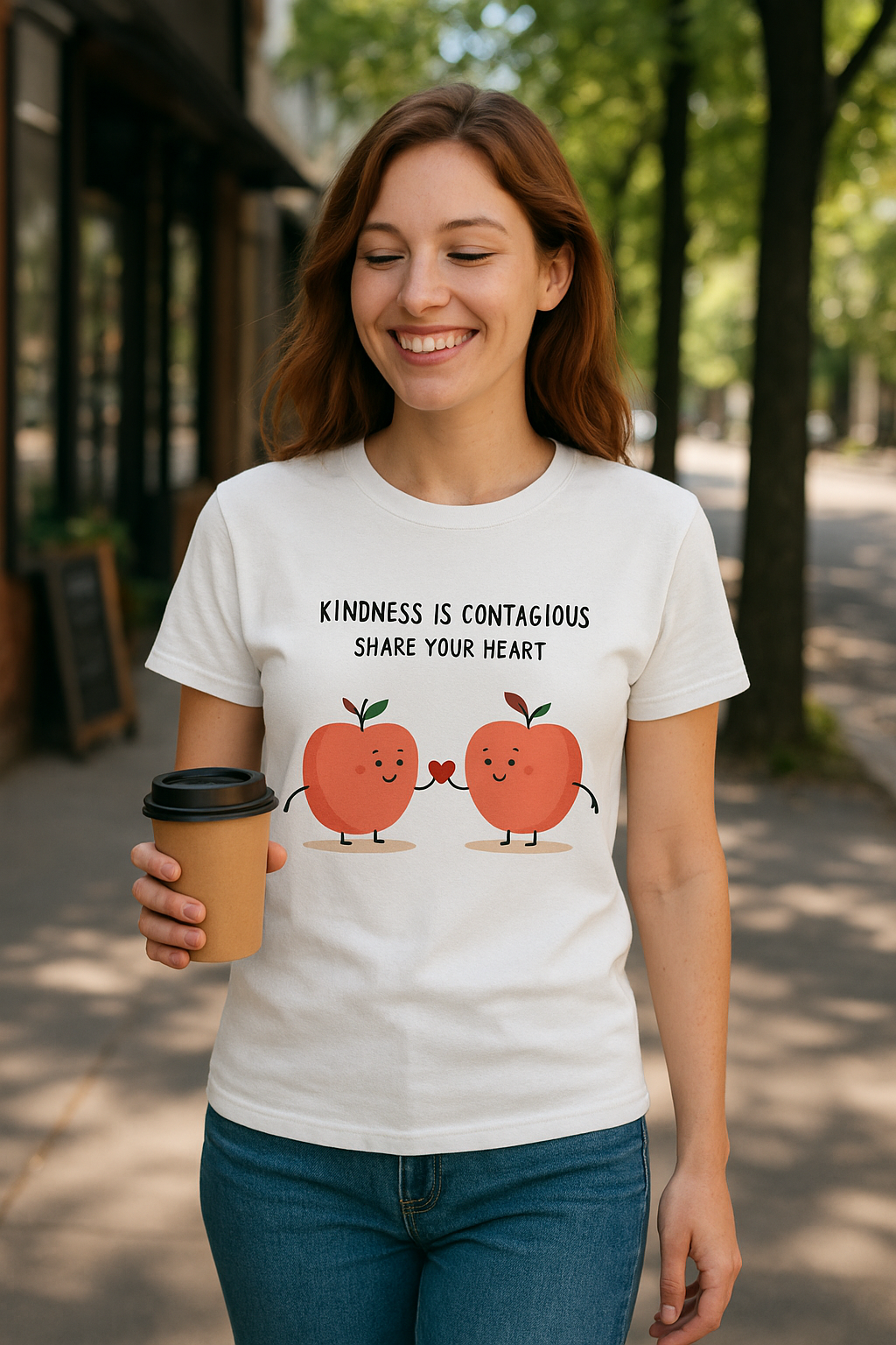 Kindness Is Contagious | Cute Heart Apples T-Shirt Design 🍎💖